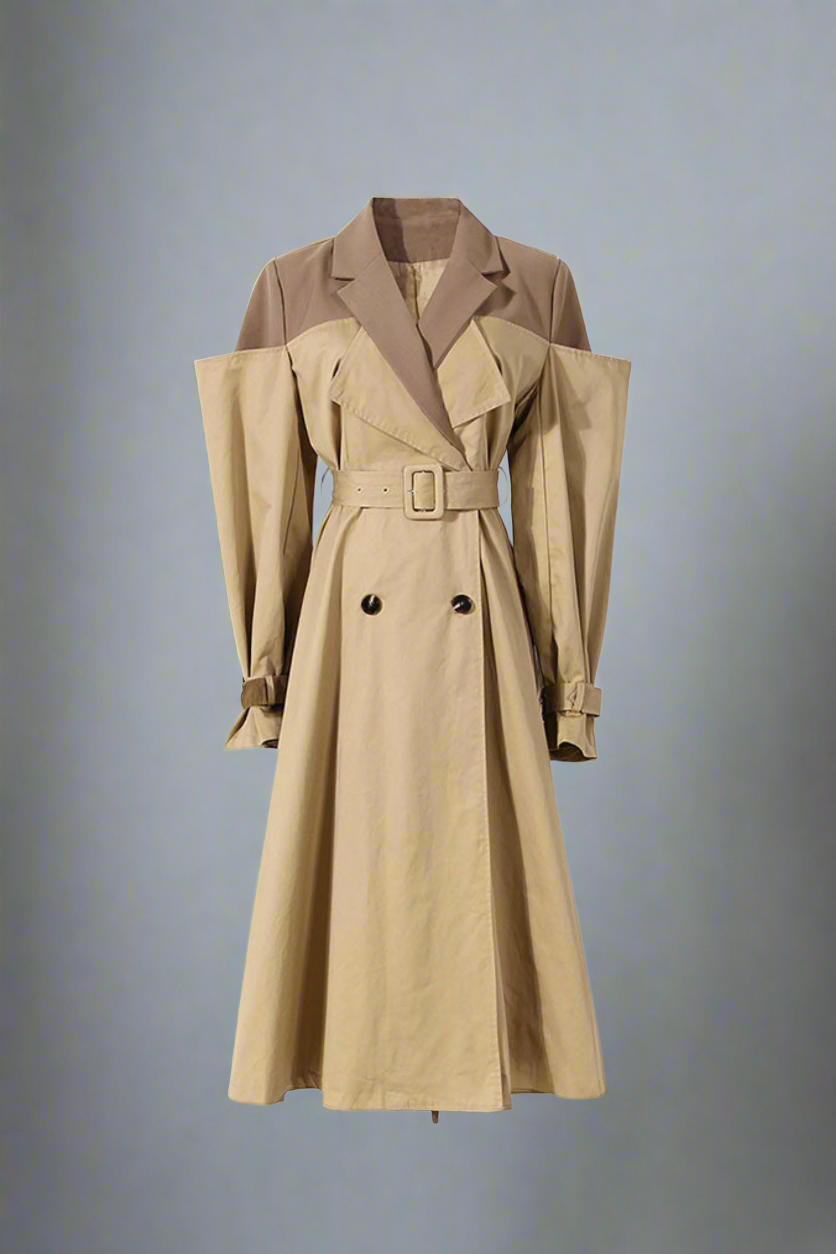 ELSA NUDE DOUBLE COMBINED TRENCH COAT – Mateeno