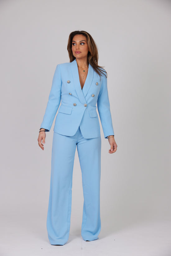 ICONIC SKY BLUE WITH SILVER BUTTON BLAZER