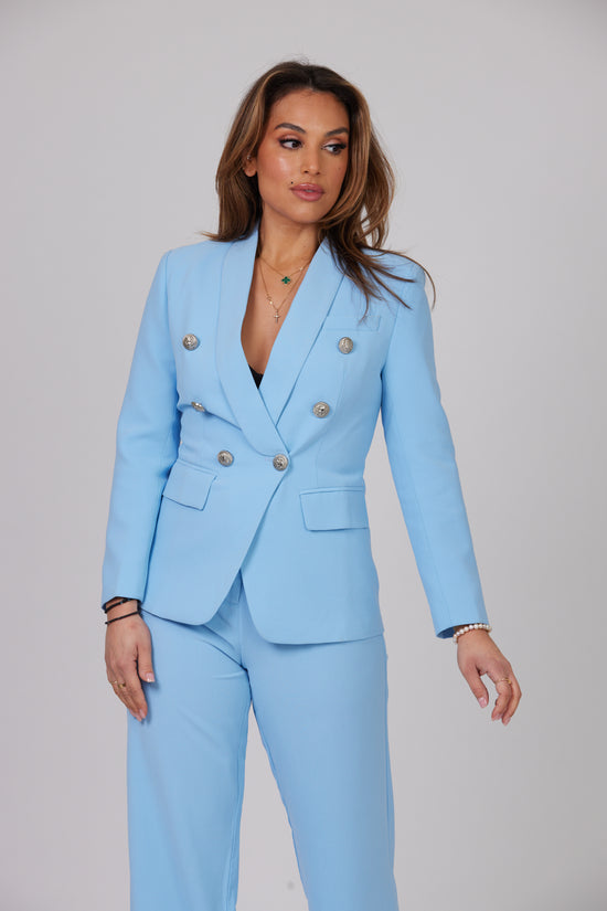 ICONIC SKY BLUE WITH SILVER BUTTON BLAZER