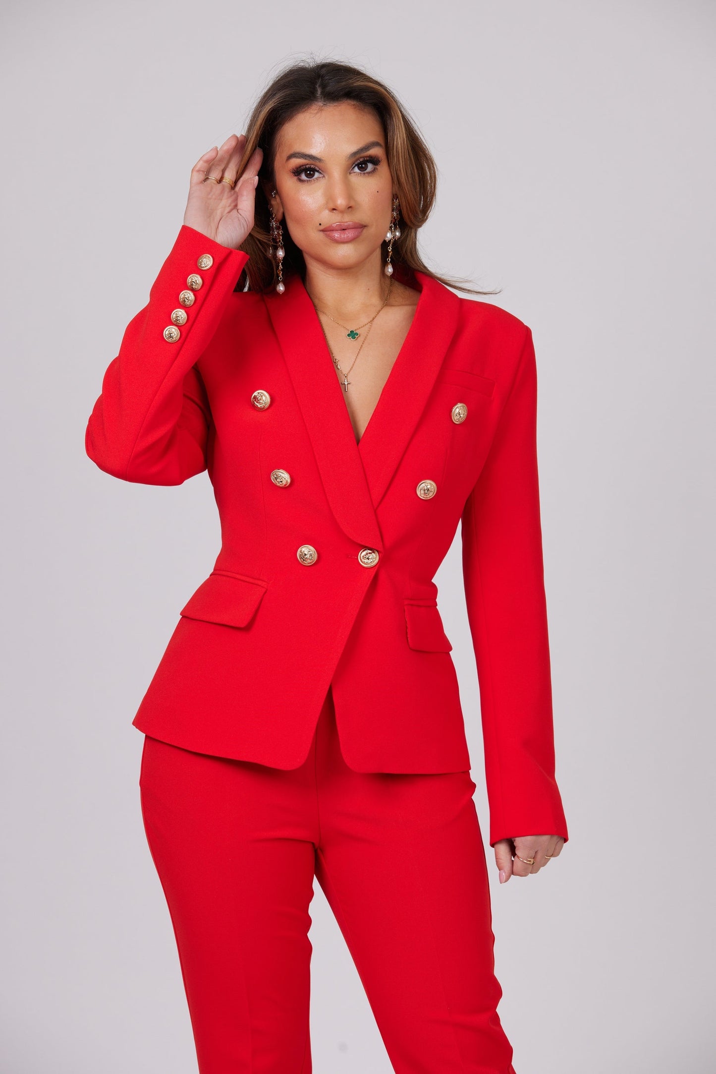 ICONIC RED TWO PIECES SET BLAZER AND TROUSER