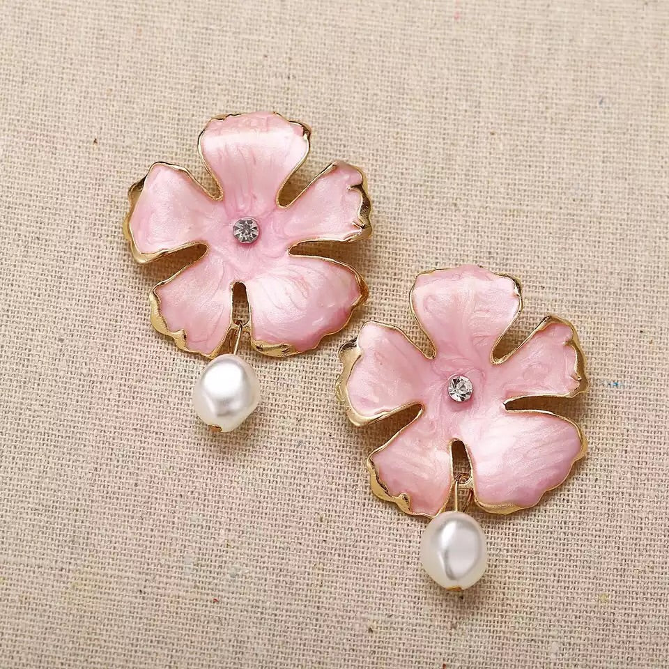 LINOSA PINK FLORAL EARRINGS – Mateeno