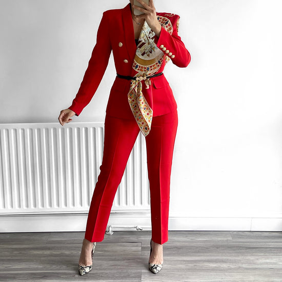 ICONIC RED TWO PIECES SET BLAZER AND TROUSER
