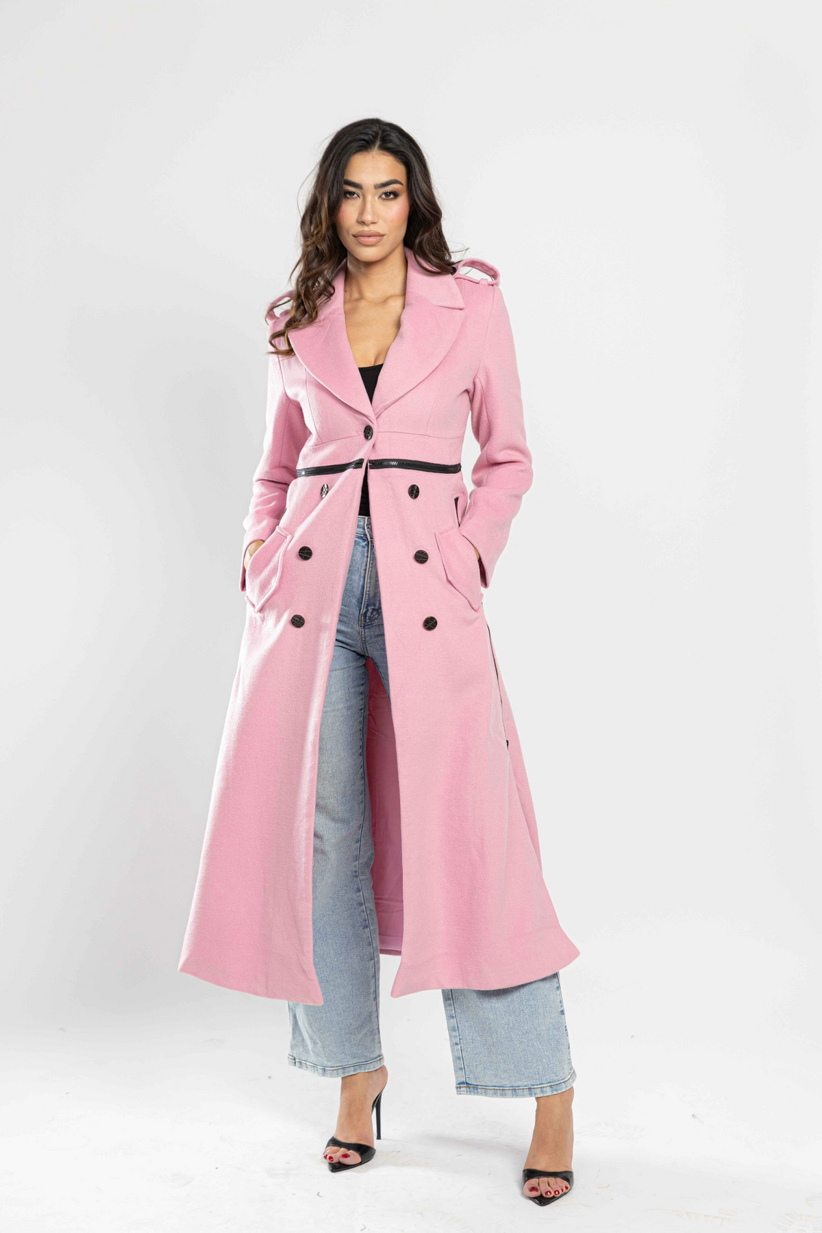RAYNA dusty pink longline coat by Mateeno