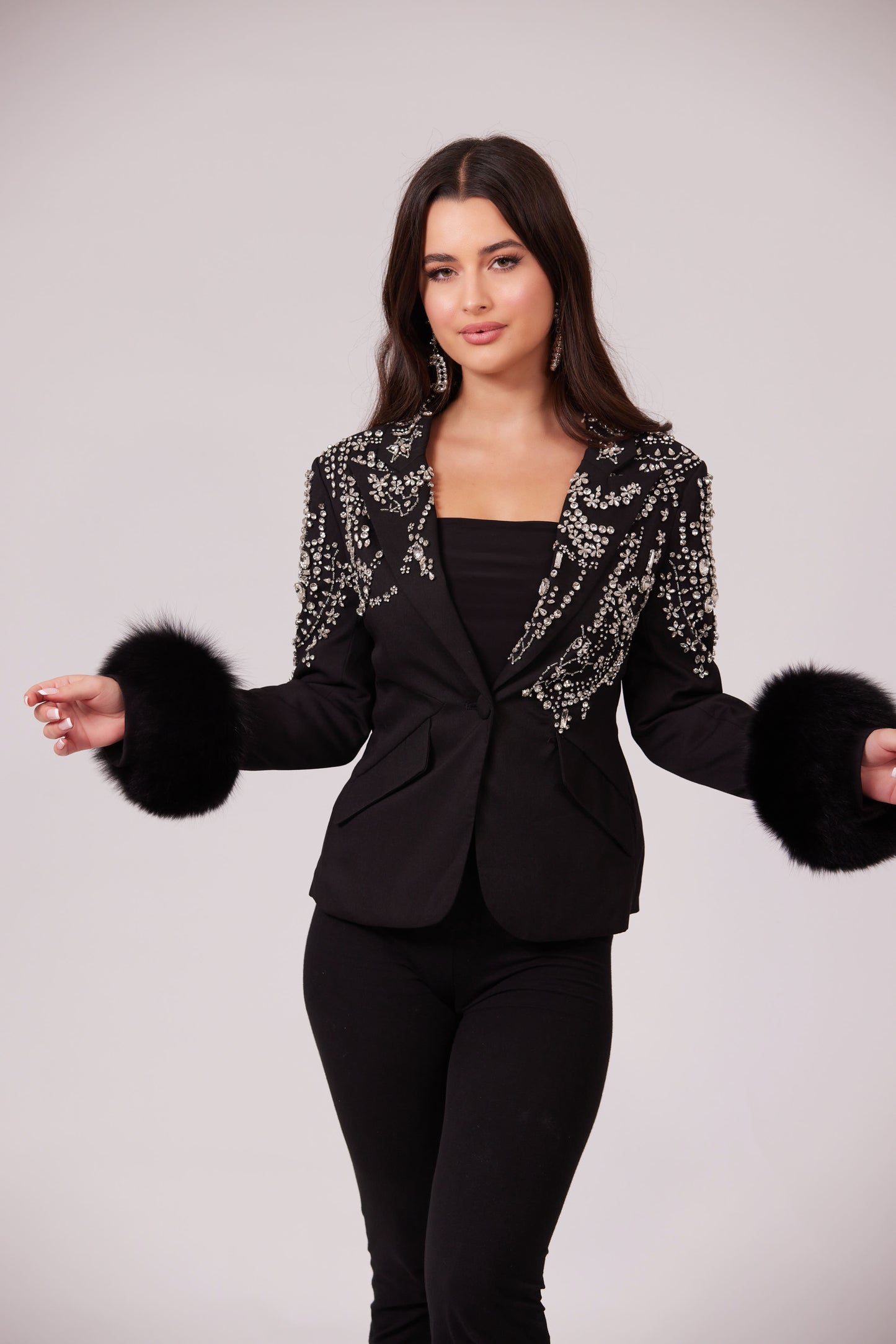 GRACE BLACK RHINESTONE BLAZER