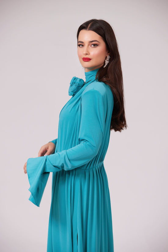 SIREN LONG SLEEVE FLOWER MAXI BLUE DRESS