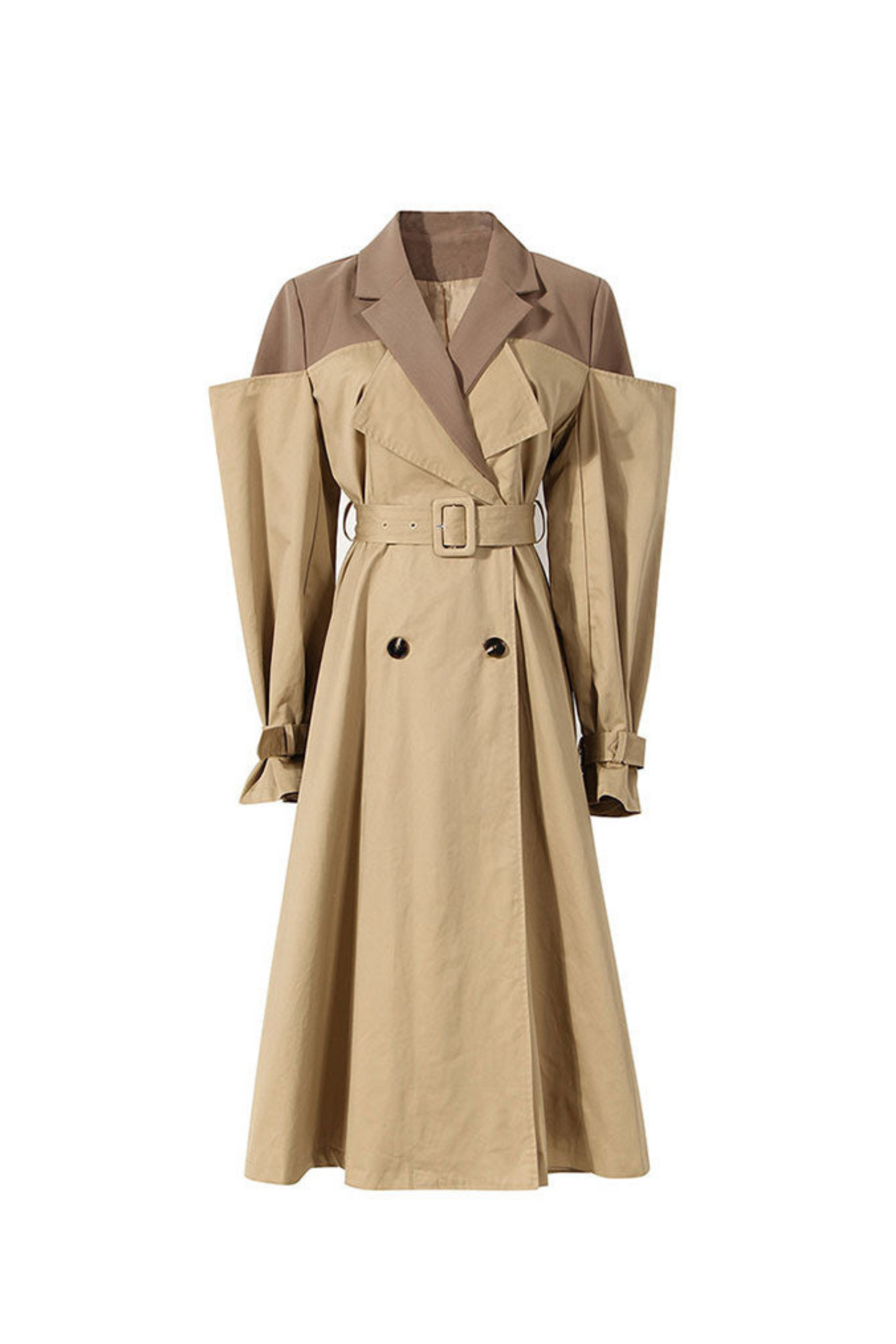 ELSA NUDE DOUBLE COMBINED TRENCH COAT