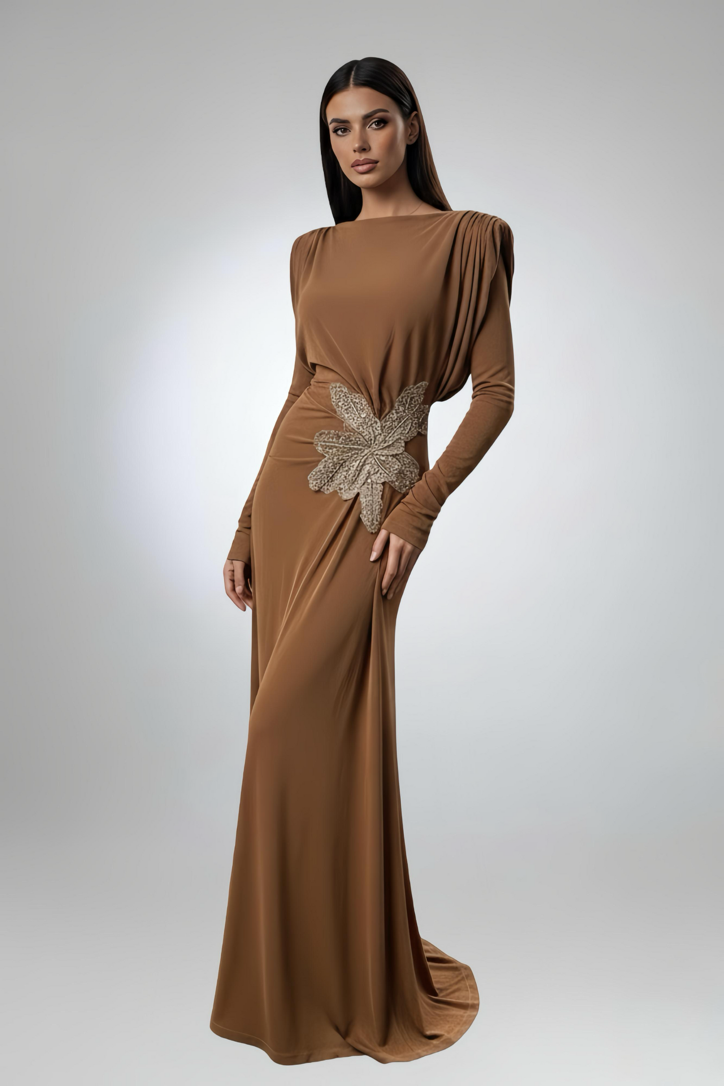 PATRA CARAMEL FLOWER MAXI DRESS Mateeno PATRA CARAMEL FLOWER MAXI DRESS Mateeno