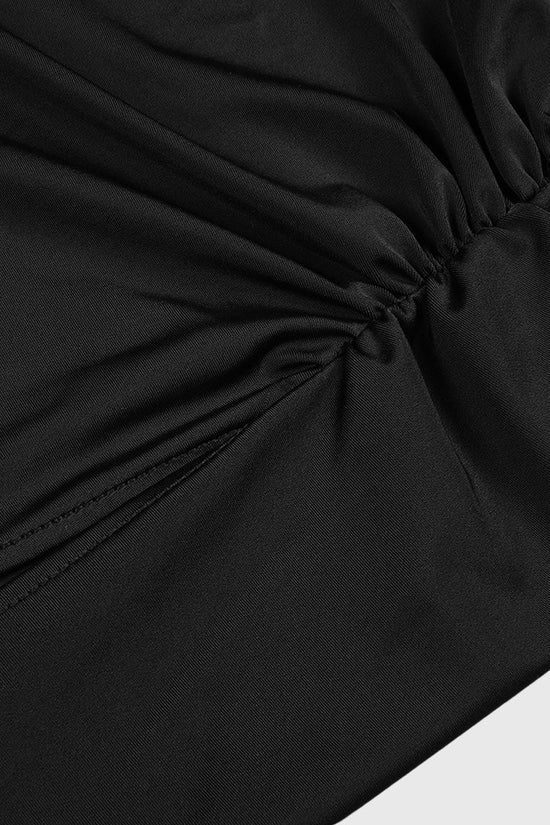 SILVIA MAXI BLACK DRESS WITH WAIST CUT