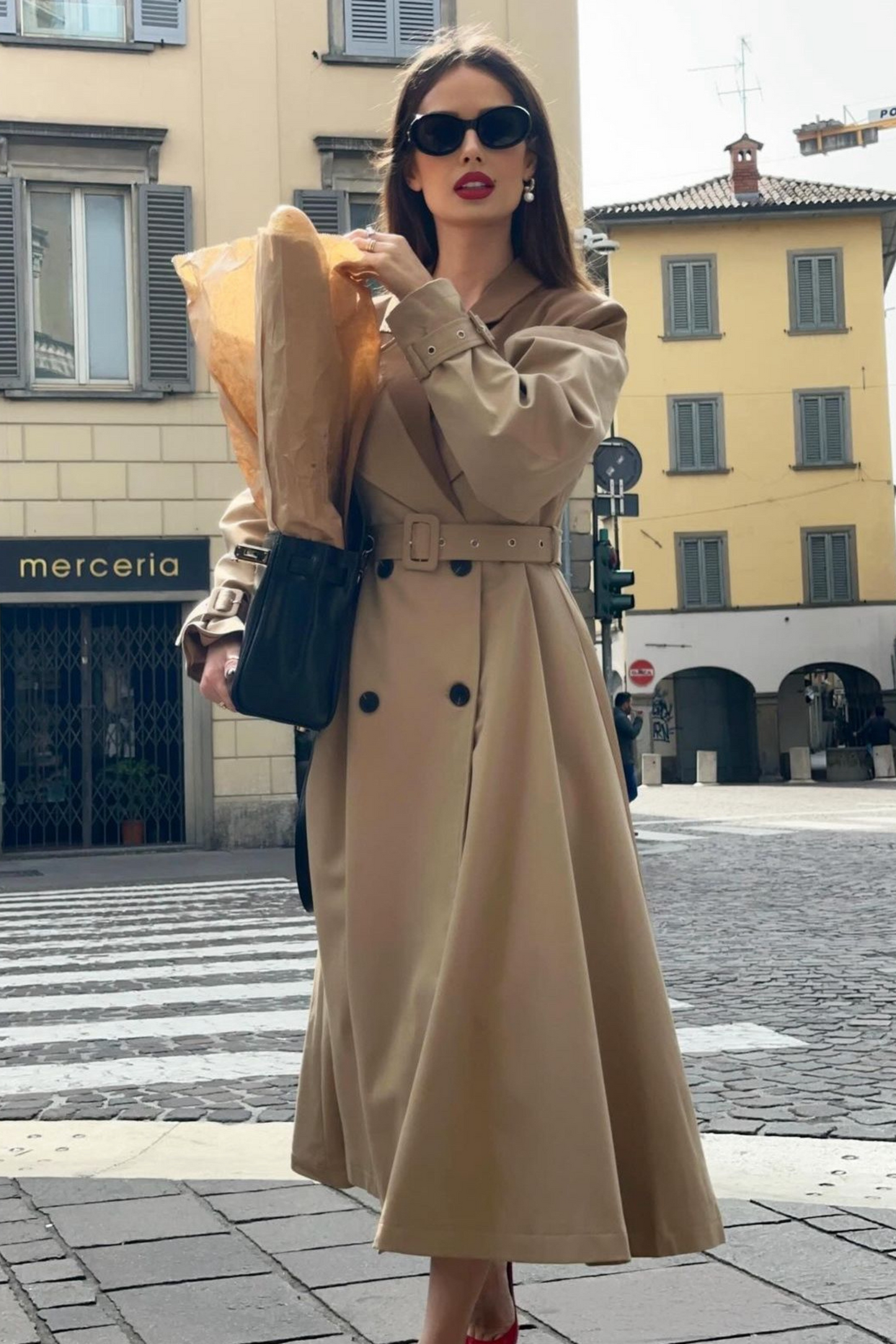 ELSA NUDE DOUBLE COMBINED TRENCH COAT