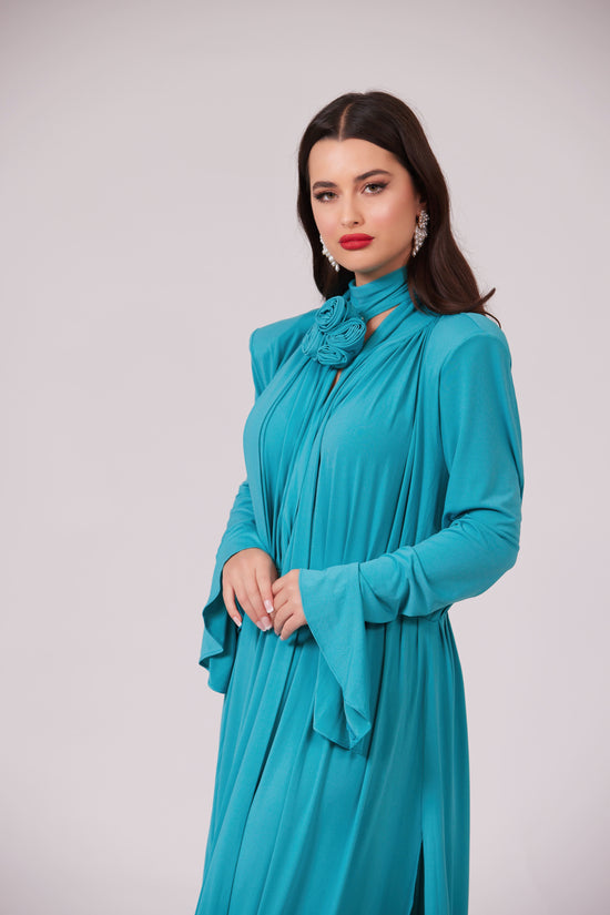 SIREN LONG SLEEVE FLOWER MAXI BLUE DRESS