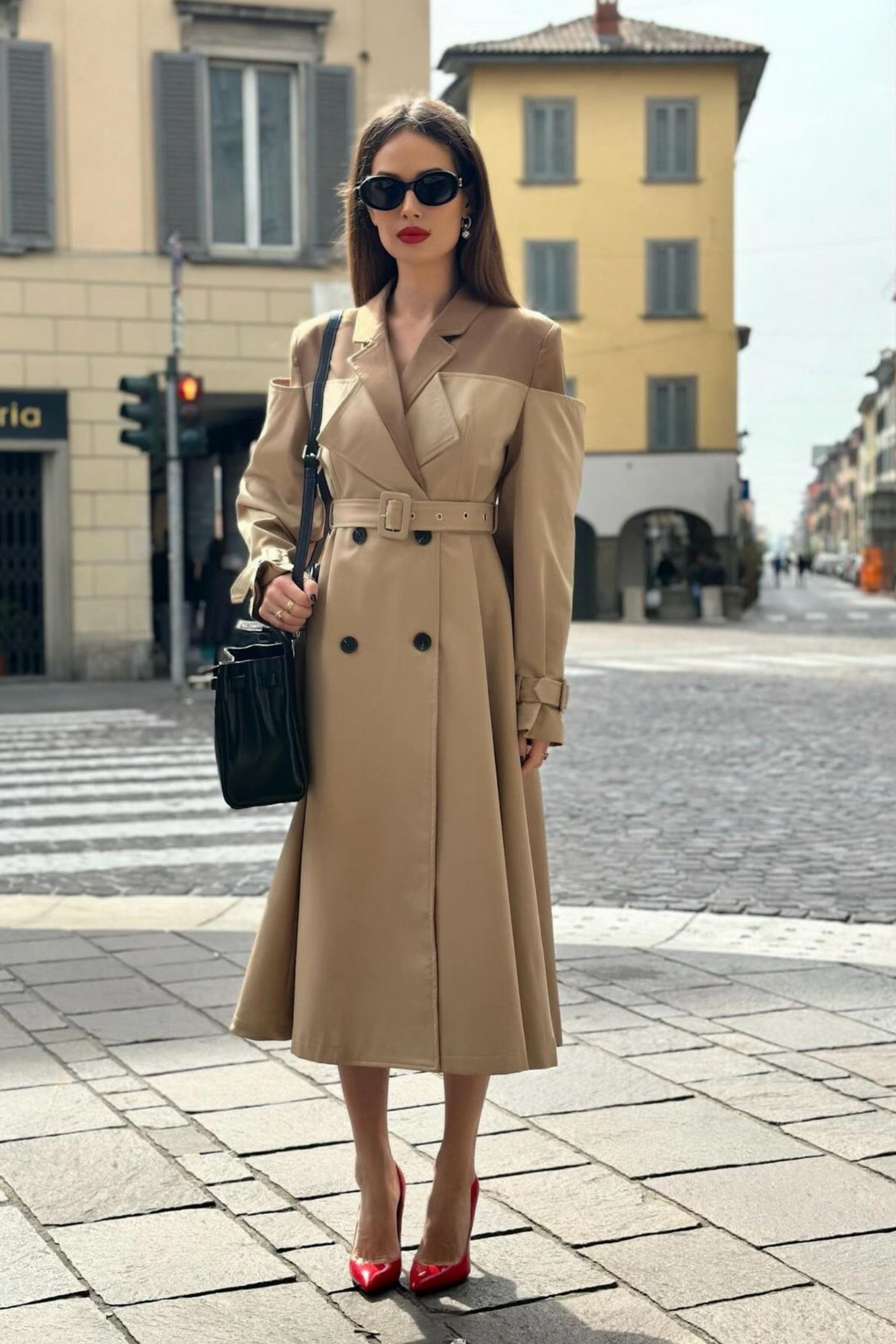 ELSA NUDE DOUBLE COMBINED TRENCH COAT