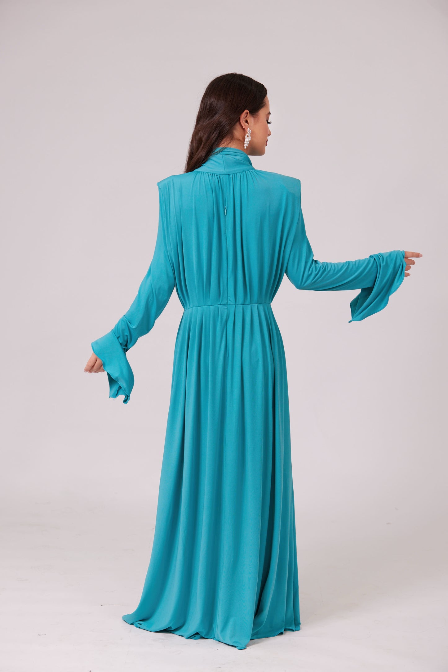 SIREN LONG SLEEVE FLOWER MAXI BLUE DRESS