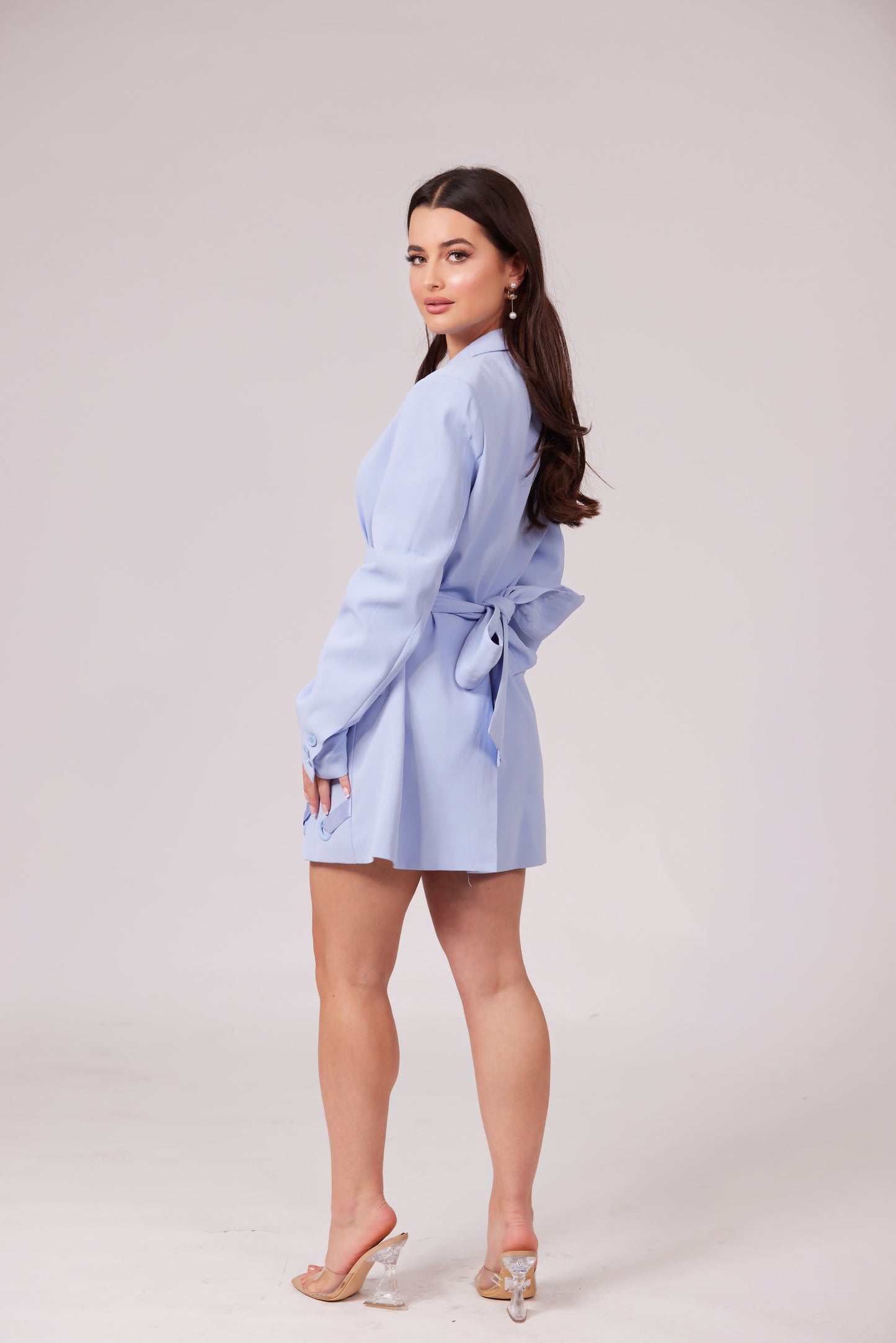 ROBE BLAZER CEINTURE CELINE BLEU CIEL