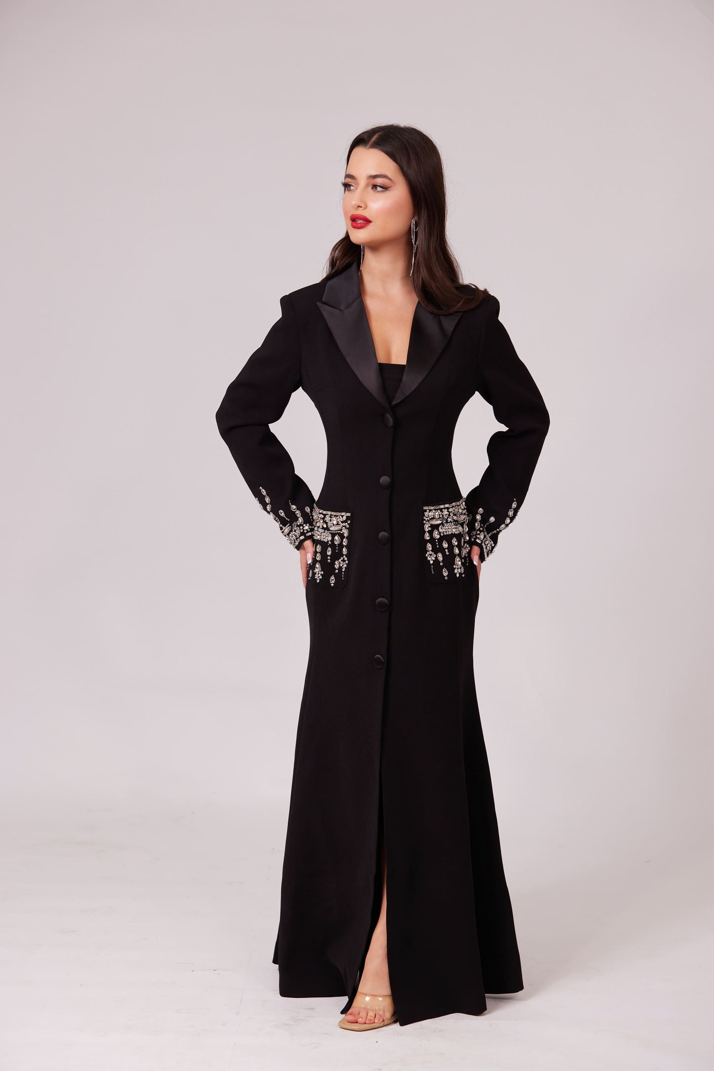 REGAL NOIR MAXI BLAZER DRESS