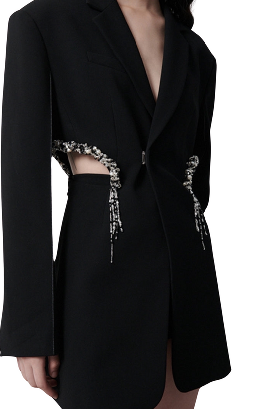 Load image into Gallery viewer, ALMAS PEARLS EMBELLISHED CUTOUT BLAZER
