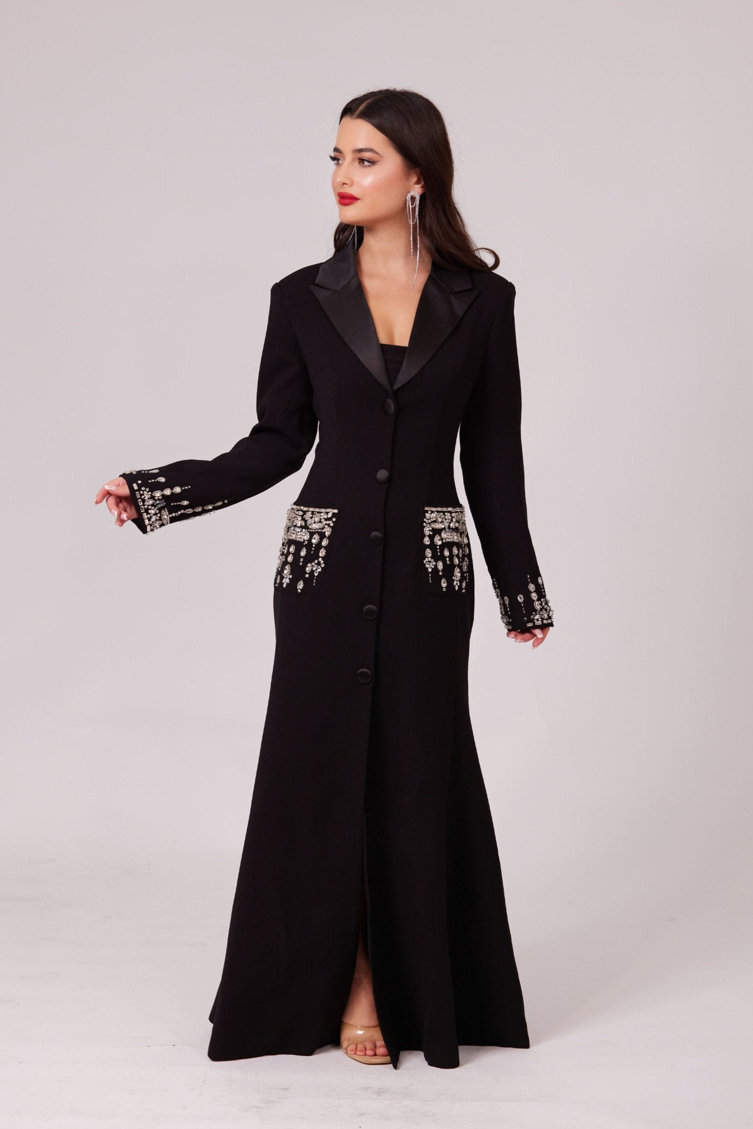 REGAL NOIR MAXI BLAZER DRESS – Mateeno