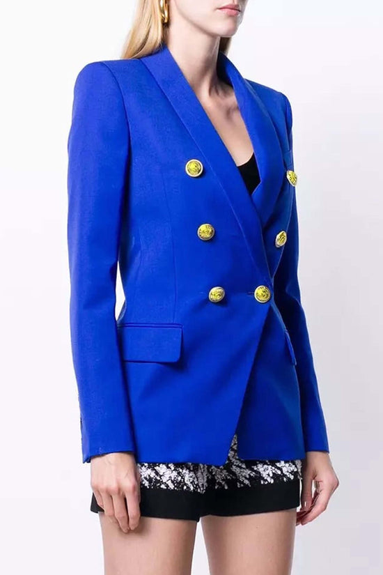 ELECTRIC BLUE WITH GOLD BUTTON BLAZER