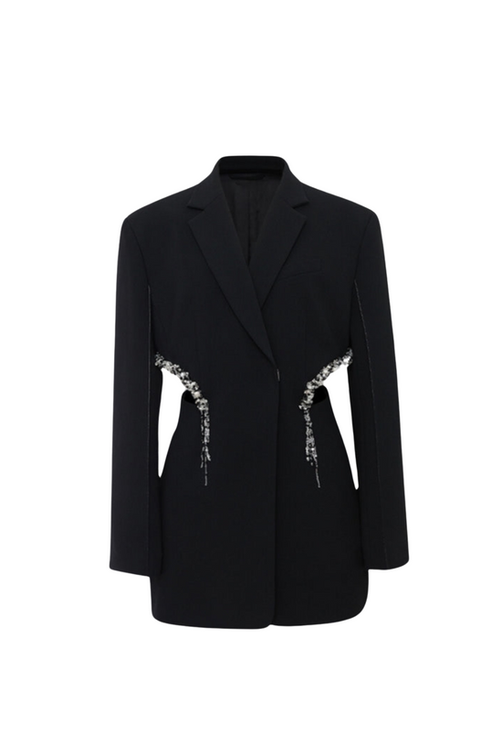 Load image into Gallery viewer, ALMAS PEARLS EMBELLISHED CUTOUT BLAZER
