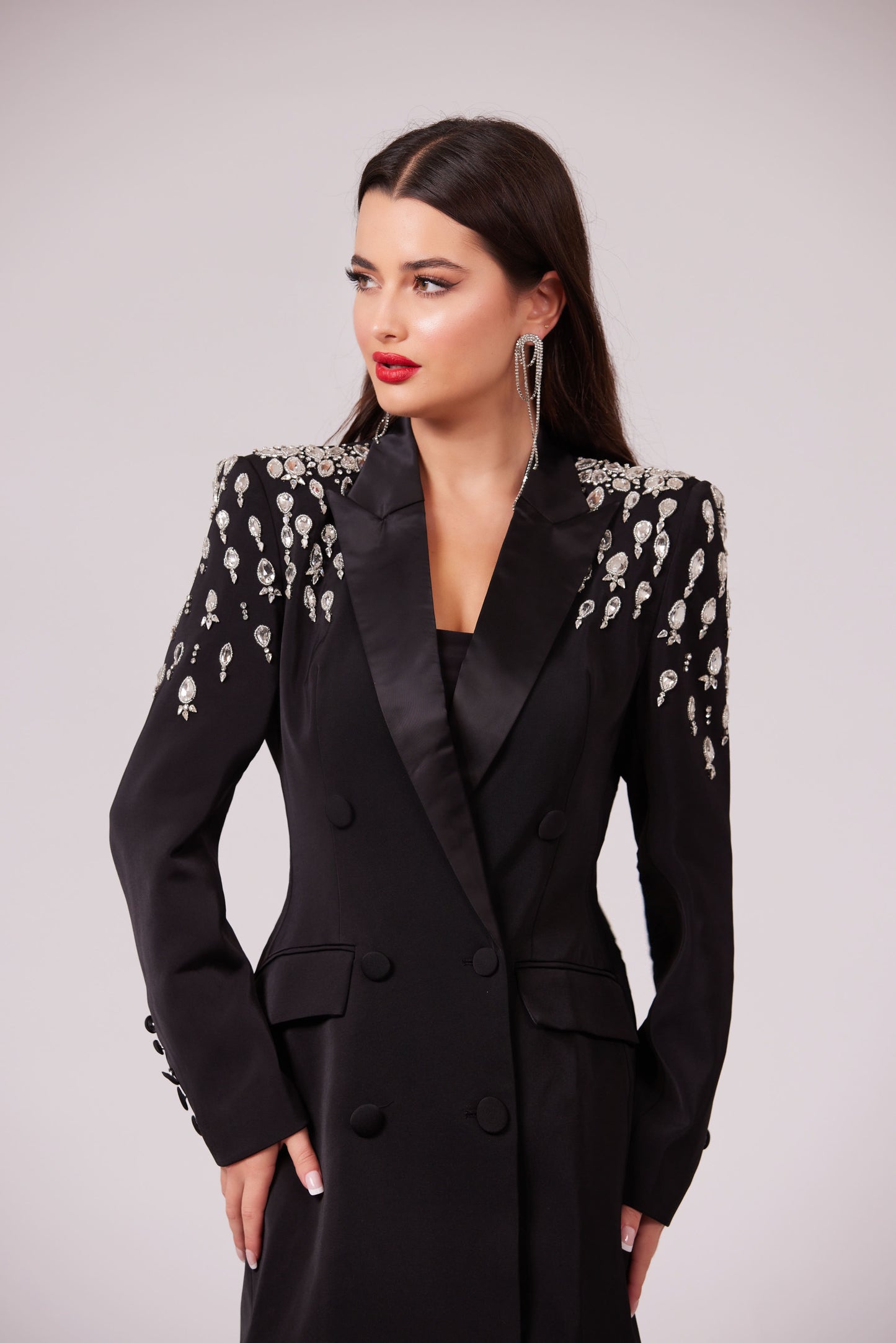 JÓIA BLACK EMBELLISHED BLAZER DRESS