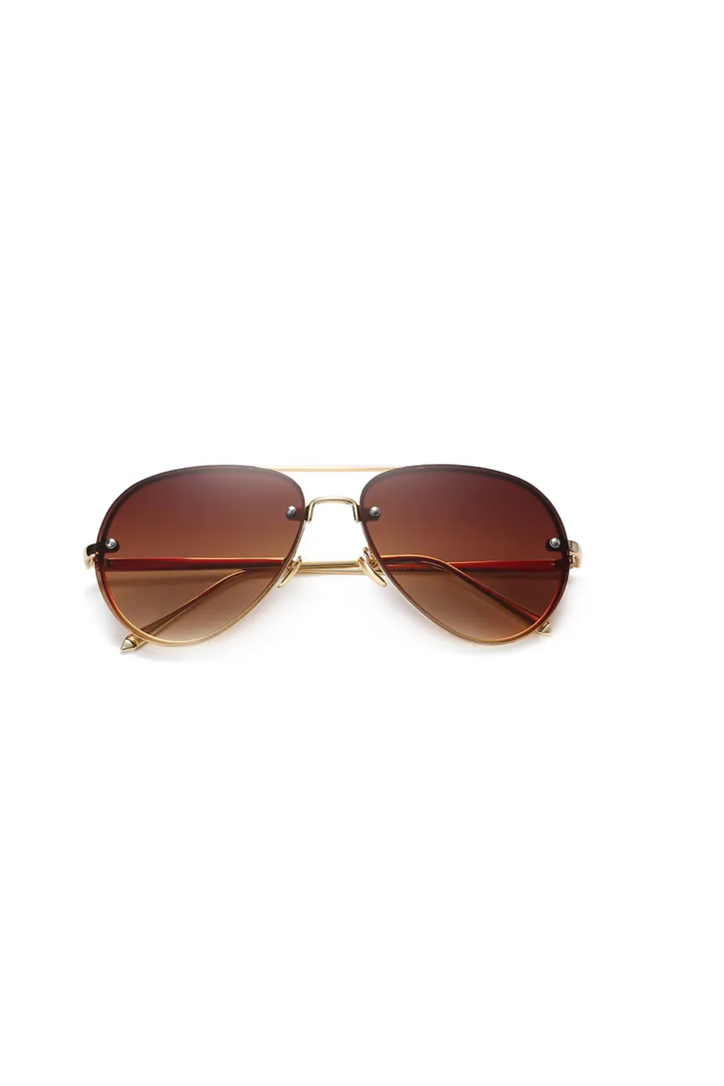 HIGH PROFILE DARK TONE AVIATOR SUNGLASSES BROWN Mateeno