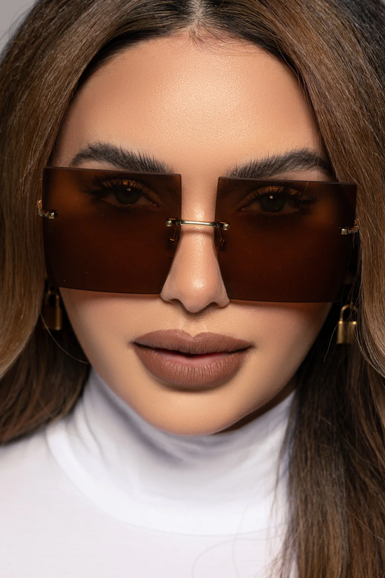 Brown square sunglasses sales