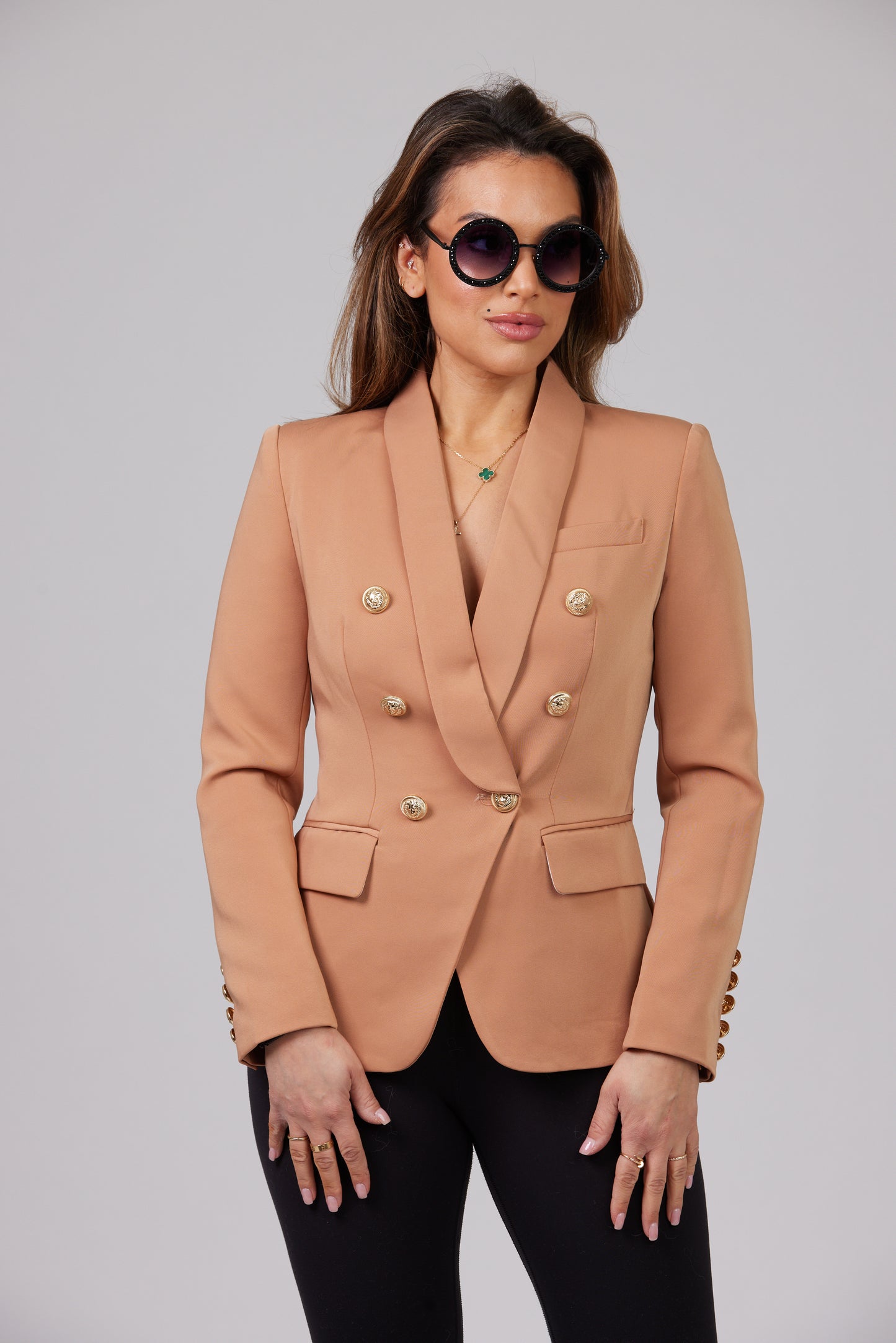 ICONIC CAMEL WITH GOLD BUTTON BLAZER