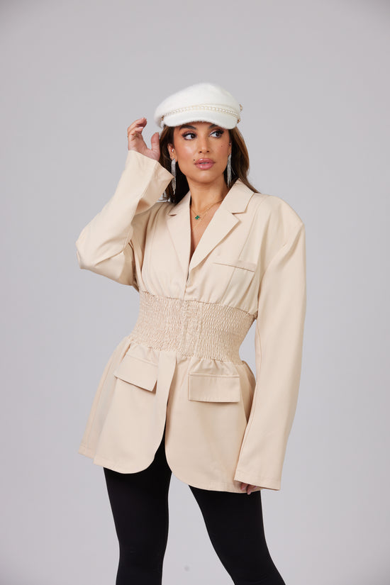 Load image into Gallery viewer, ISABELLA CREAM CORSET STYLE BLAZER
