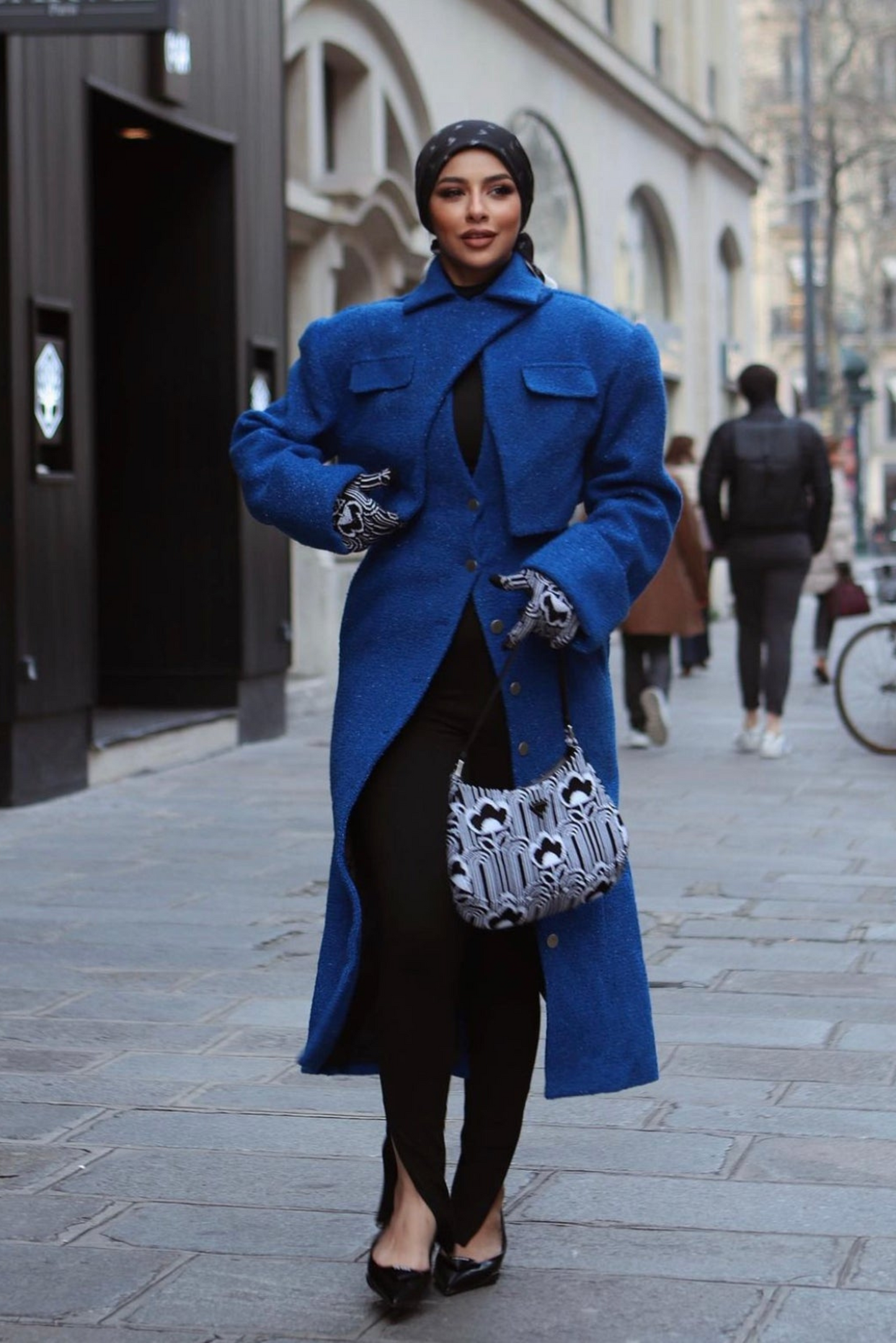 NEELA ASSYMETRIC TRENCH COAT ELECTRIC BLUE