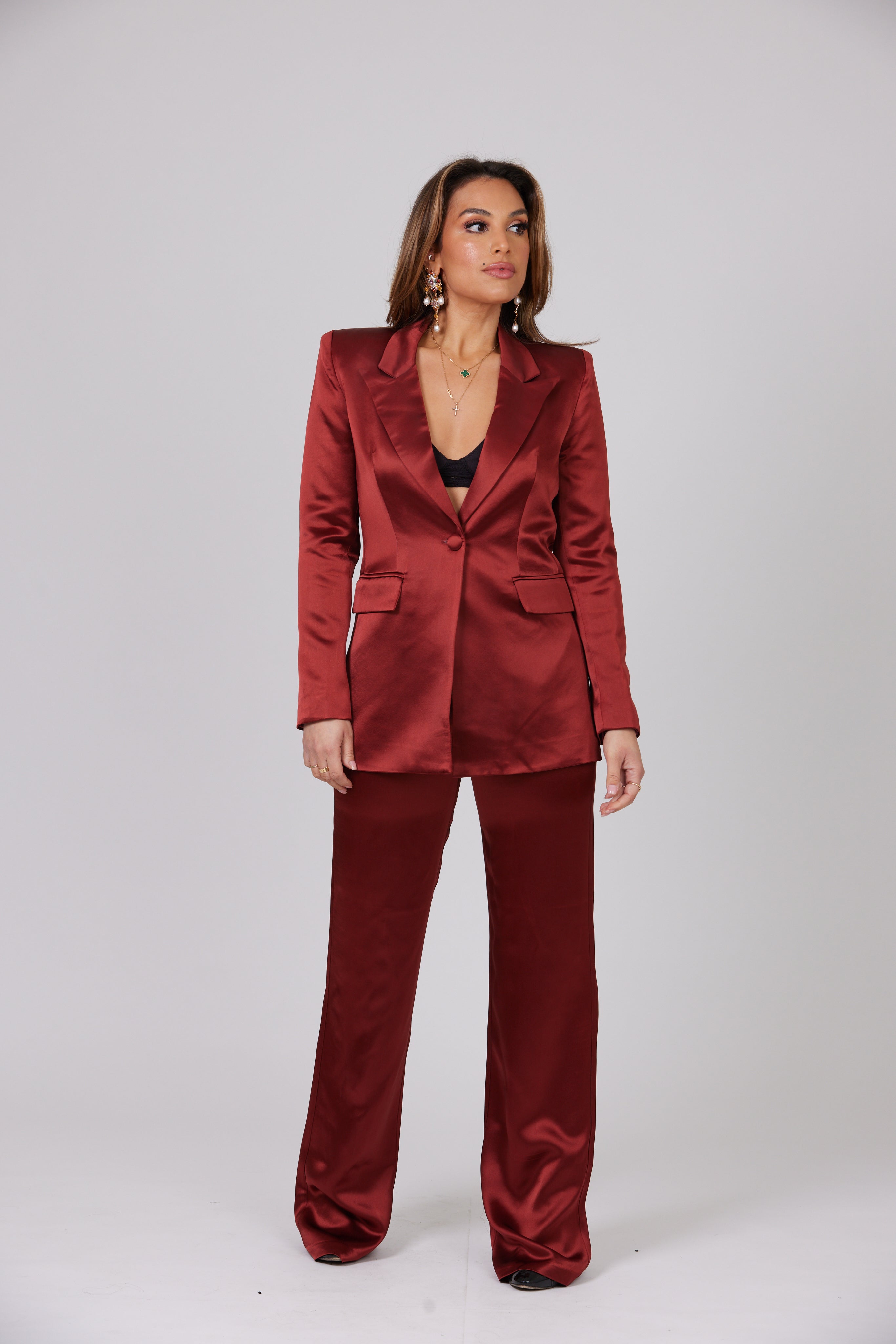 スーツ THE SUIT COMPANY she BRONZE MULBERRY LUXURY SATIN SUIT – Mateeno