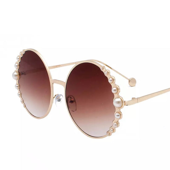 LAMIS ROUND WITH SIDE PEARLS SHADES BROWN