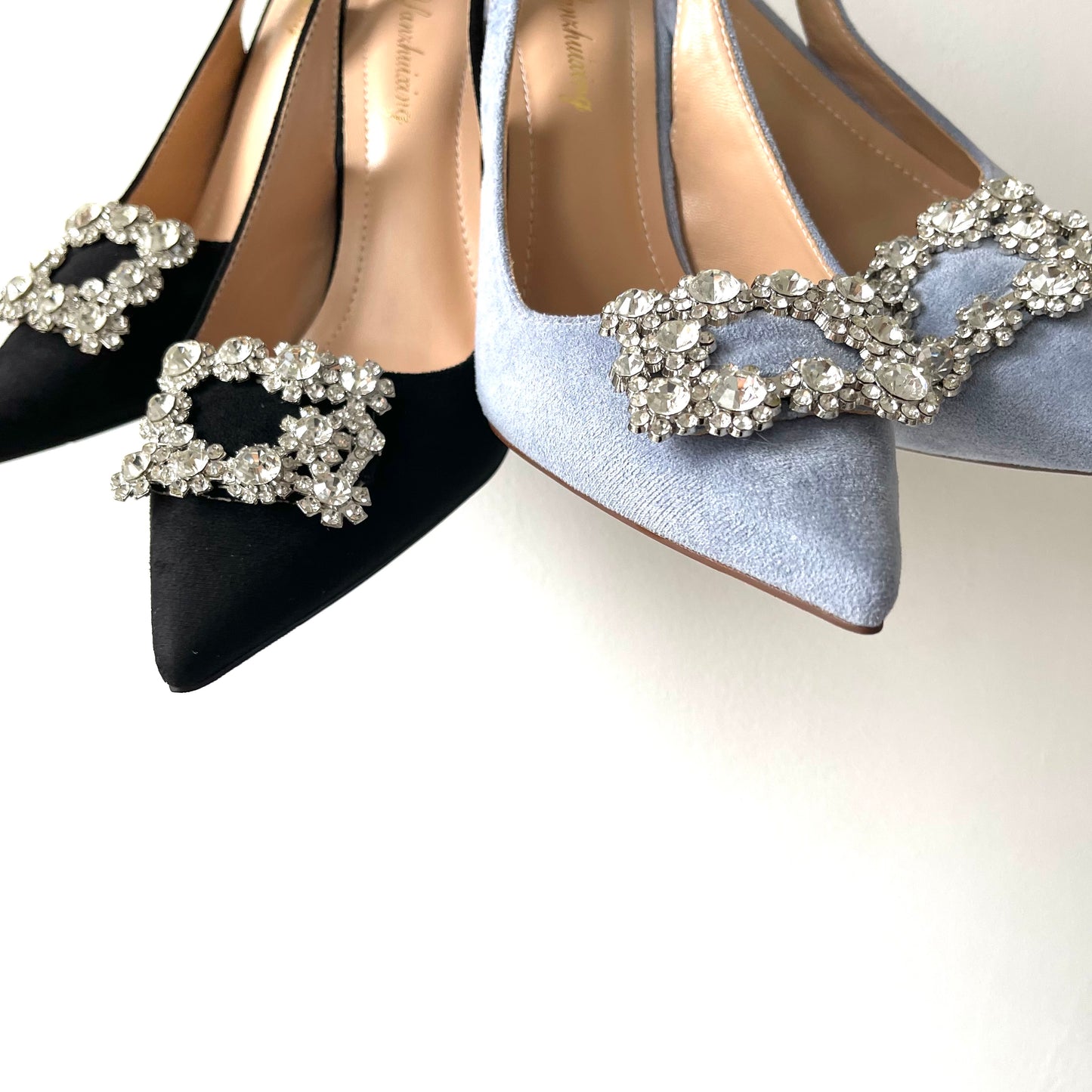 CRISTAL  BLUE SUEDE POINTED TOE  HEELS