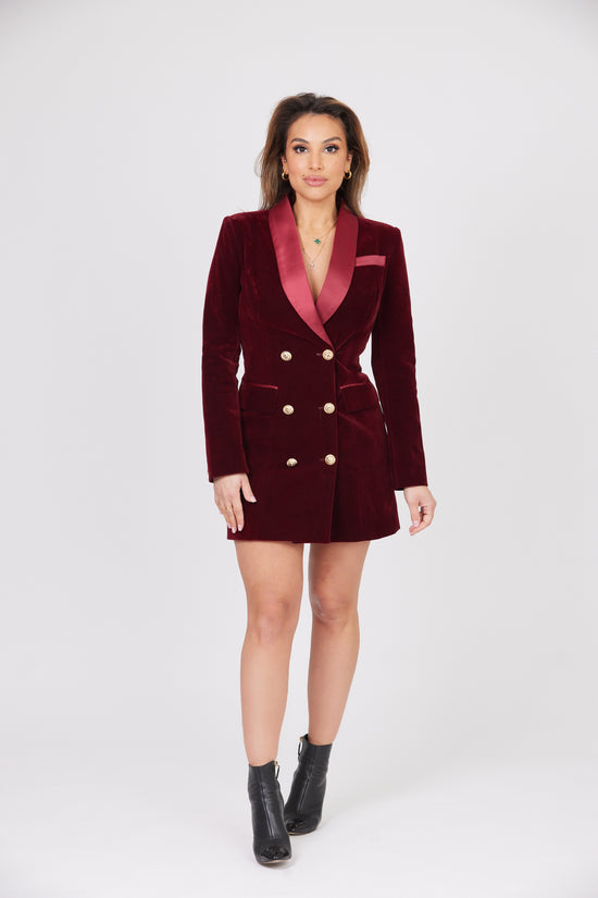BURGUNDY VELOUR JACKET WITH GOLD BUTTONS LIMITED EDITION