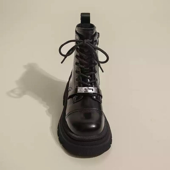RIMA BLACK LACE UP ANKLE BOOTS