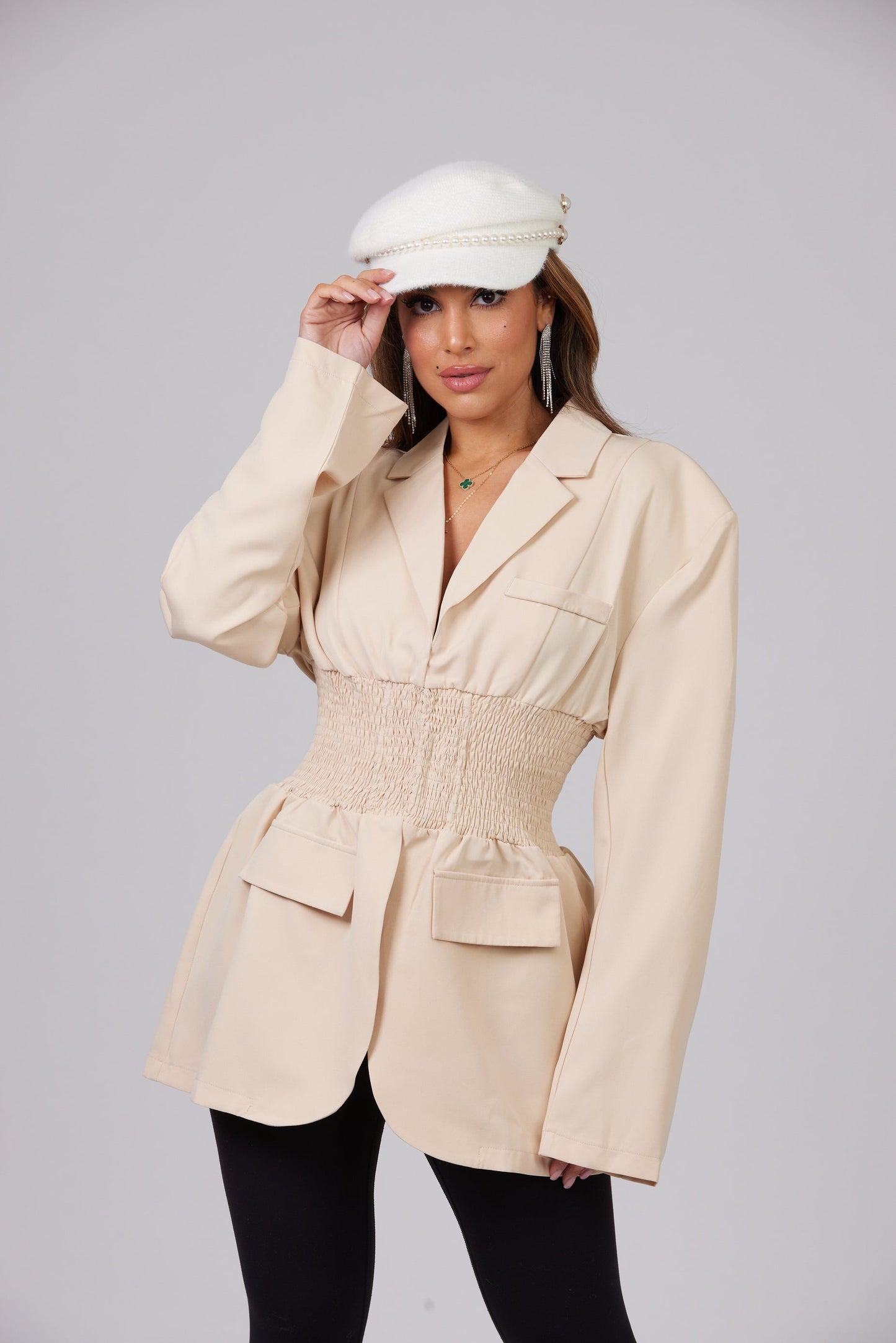 Load image into Gallery viewer, ISABELLA CREAM CORSET STYLE BLAZER
