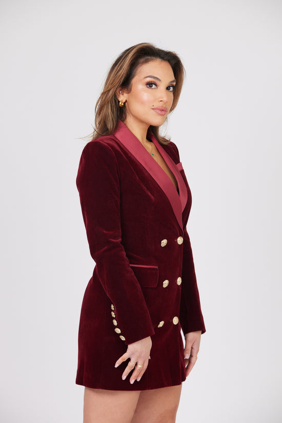 BURGUNDY VELOUR JACKET WITH GOLD BUTTONS LIMITED EDITION